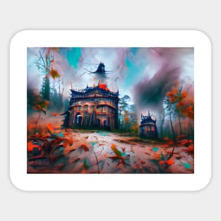 Abandoned Palace in Forest Art - Halloween Art Sticker